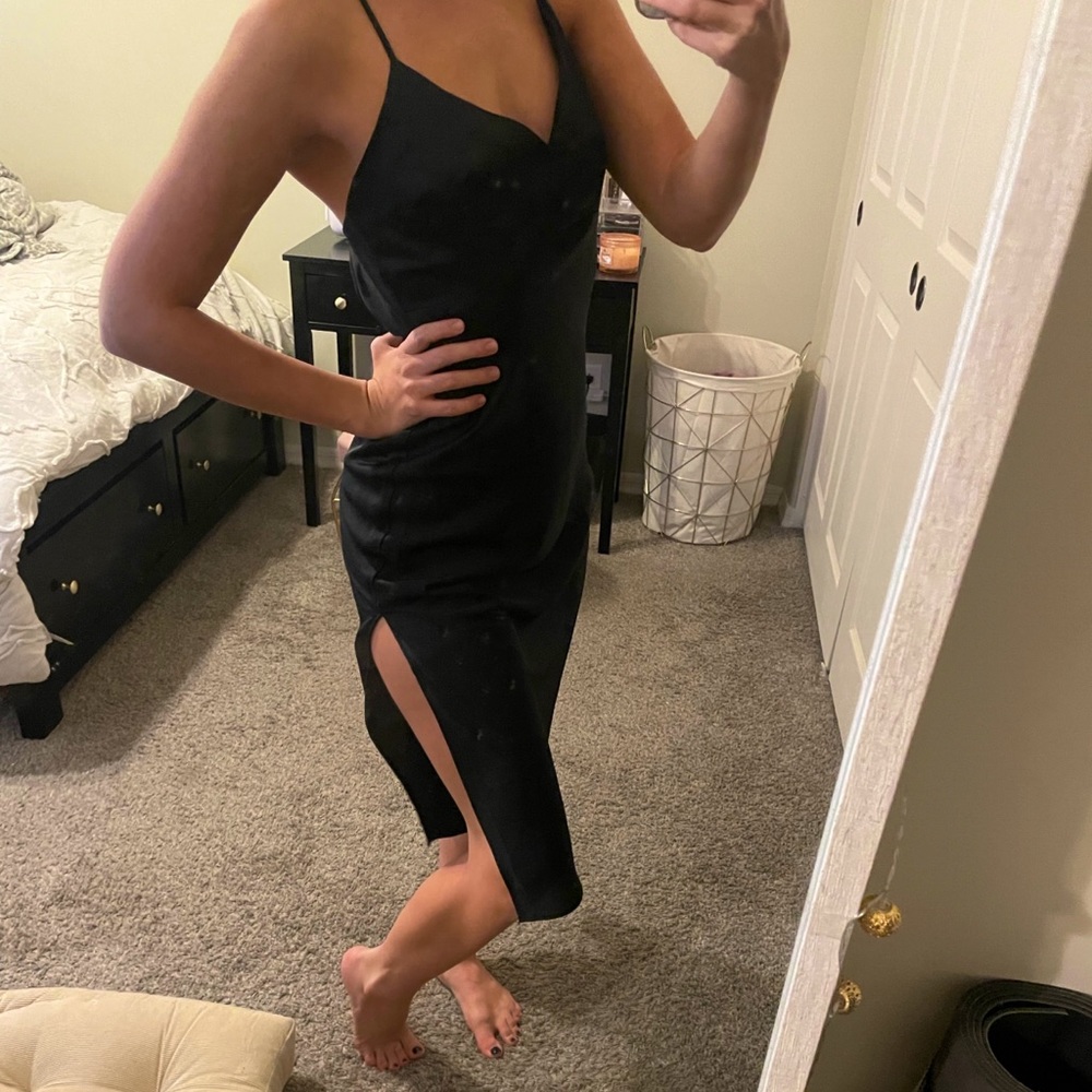 Abercrombie Black Silk Dress with Slit